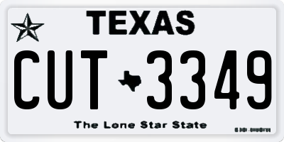 TX license plate CUT3349