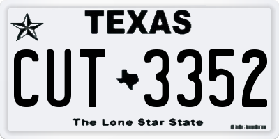 TX license plate CUT3352
