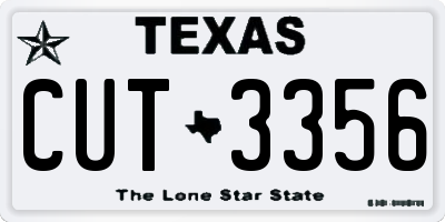 TX license plate CUT3356