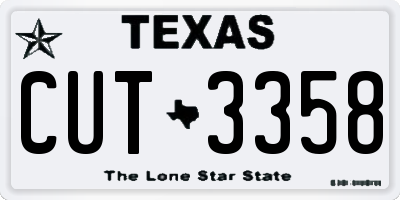 TX license plate CUT3358