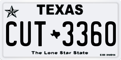 TX license plate CUT3360