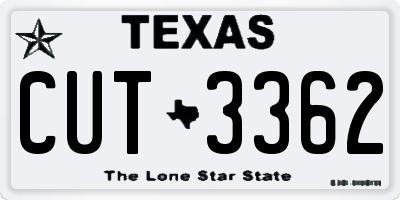TX license plate CUT3362