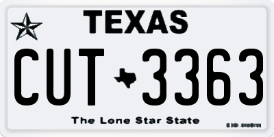TX license plate CUT3363
