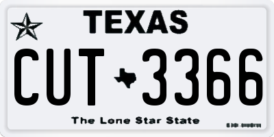 TX license plate CUT3366