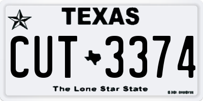 TX license plate CUT3374
