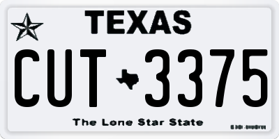 TX license plate CUT3375