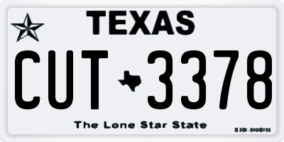 TX license plate CUT3378