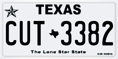 TX license plate CUT3382