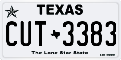 TX license plate CUT3383