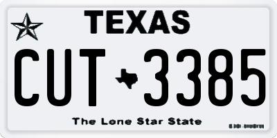 TX license plate CUT3385