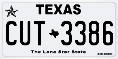 TX license plate CUT3386