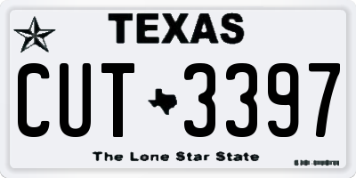 TX license plate CUT3397