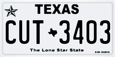 TX license plate CUT3403