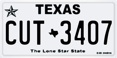 TX license plate CUT3407