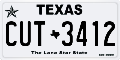 TX license plate CUT3412