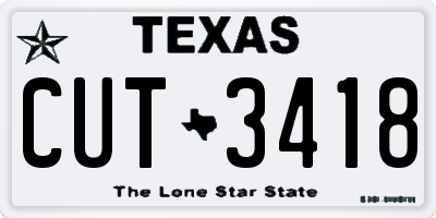 TX license plate CUT3418