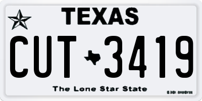 TX license plate CUT3419
