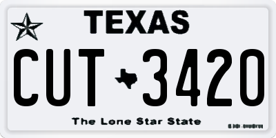 TX license plate CUT3420
