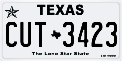 TX license plate CUT3423