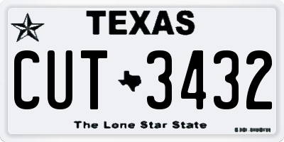 TX license plate CUT3432