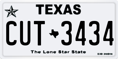 TX license plate CUT3434