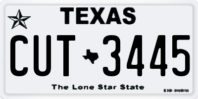TX license plate CUT3445