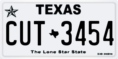 TX license plate CUT3454