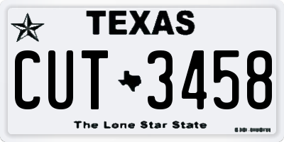 TX license plate CUT3458