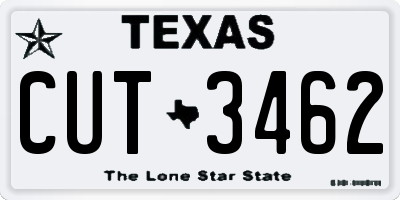 TX license plate CUT3462