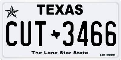 TX license plate CUT3466