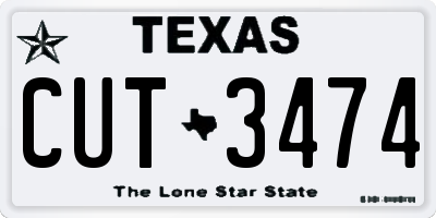 TX license plate CUT3474