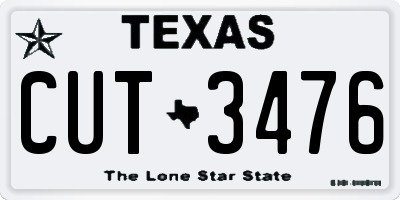 TX license plate CUT3476