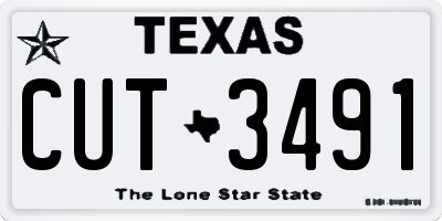 TX license plate CUT3491