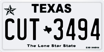TX license plate CUT3494