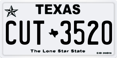 TX license plate CUT3520