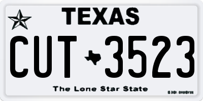 TX license plate CUT3523