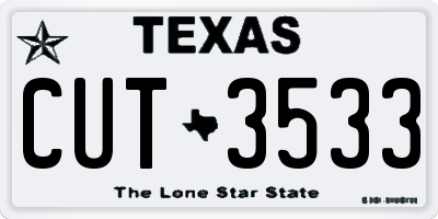TX license plate CUT3533