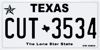 TX license plate CUT3534