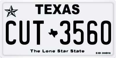 TX license plate CUT3560