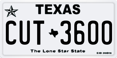 TX license plate CUT3600