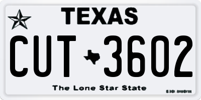 TX license plate CUT3602