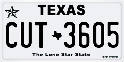 TX license plate CUT3605
