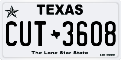 TX license plate CUT3608