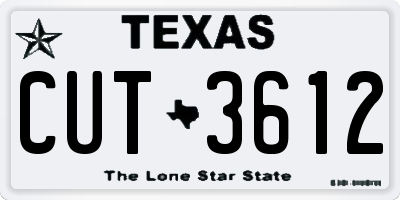 TX license plate CUT3612