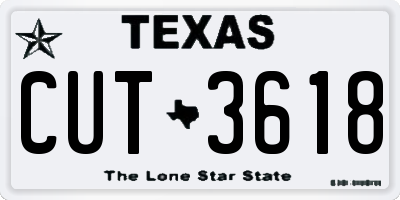 TX license plate CUT3618