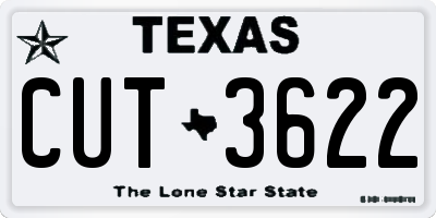TX license plate CUT3622