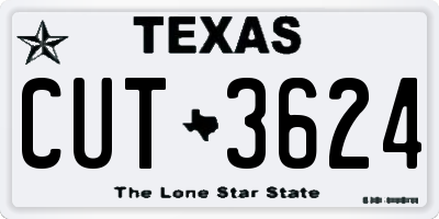 TX license plate CUT3624