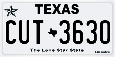 TX license plate CUT3630