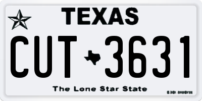 TX license plate CUT3631