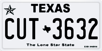 TX license plate CUT3632